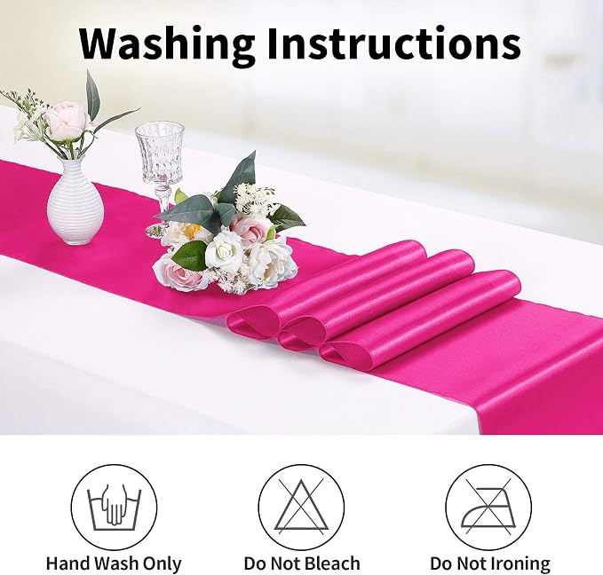 15-Pack Satin Table Runner Fuchsia 12 x 108 inches Long, Table Runners - Image 3