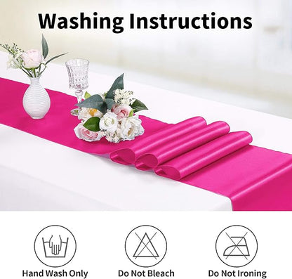 15-Pack Satin Table Runner Fuchsia 12 x 108 inches Long, Table Runners - Image 3