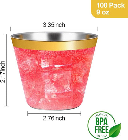 Goodluck 100PCS 9oz Gold Plastic Cups - Image 4