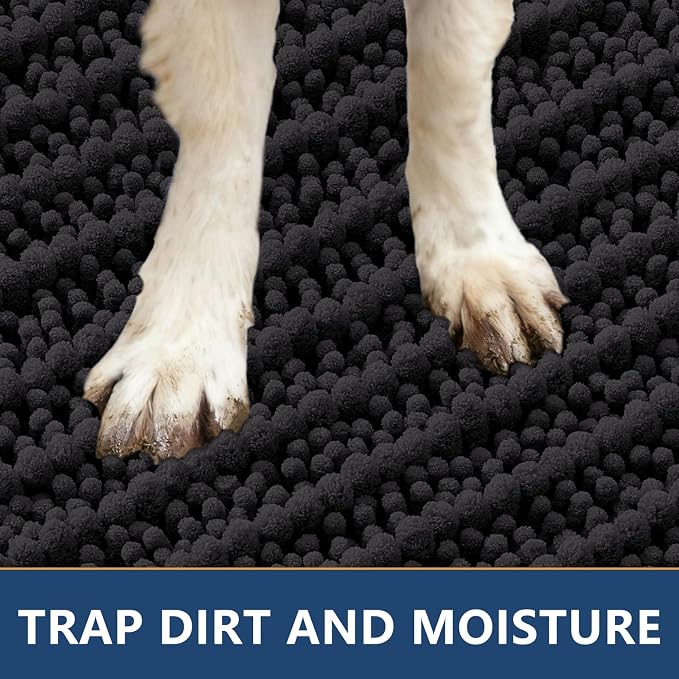 Smiry Dog Door Mat for Muddy Paws 24x16, Absorbent Dirt Trapper, Non-Slip - Image 4