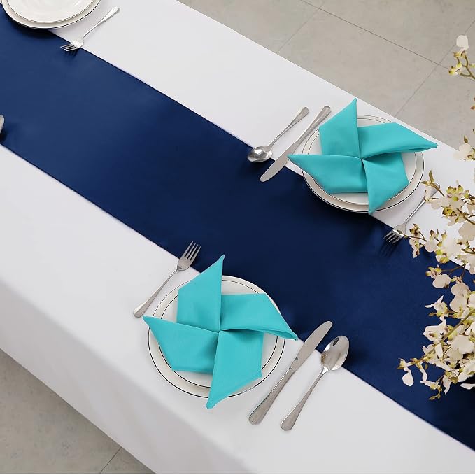 Horbaunal 24 Pack Navy Blue Satin Table Runner 12 x 108 Inch | Smooth Table - Image 4