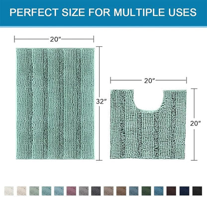 H.VERSAILTEX Bathroom Rugs Bath Rug Set 2 Piece Bathroom Contour Rug Toilet Mat - Image 2
