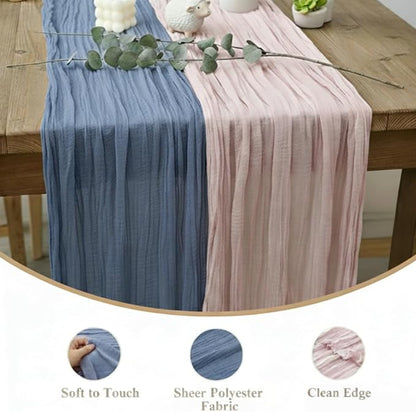 Cheesecloth Table Runner 10 Pack Dusty Pink and Dusty Blue, Boho Gauze Table - Image 6