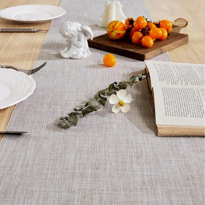 Cotton Linen Table Runner, 13x36 Inch Light Coffee - Image 2