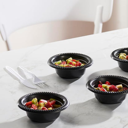 PLASTICPRO 800 PCS Black Plastic Bowls Light Weight 5 oz Small Plastic Soup - Image 3