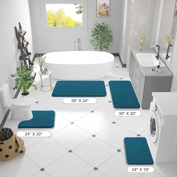 OLANLY Bathroom Rugs 30x20, Extra Soft Absorbent Chenille Bath Rugs, Rubber - Image 2