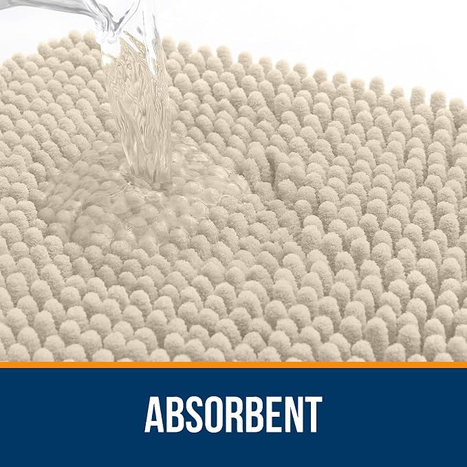 OLANLY Bathroom Rugs 34x21, Extra Soft Absorbent Chenille Bath Rugs, Rubber - Image 4