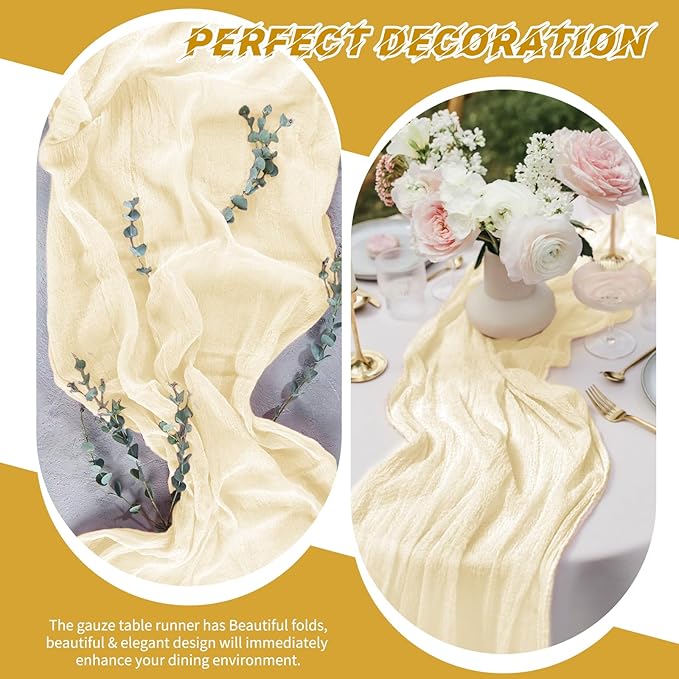 10 Pack Ivory Cheesecloth Table Runner 17x108 Inch Boho Gauze Cheese Cloth - Image 6