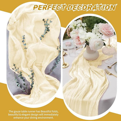 10 Pack Ivory Cheesecloth Table Runner 17x108 Inch Boho Gauze Cheese Cloth - Image 6