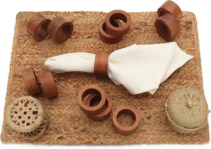 Wood Napkin Rings Set of 12 Napkin Holders Buckles - Image 2