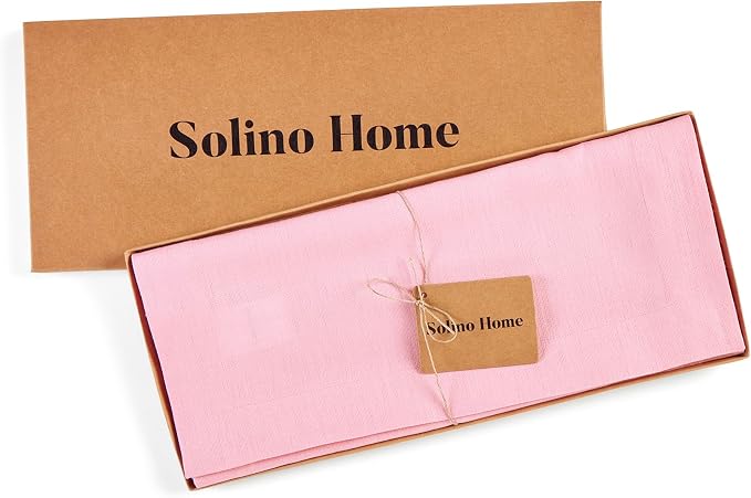 Solino Home 100% Pure Linen Table Runner Pink, Fete 14 x 132 Inch Long | Table - Image 5