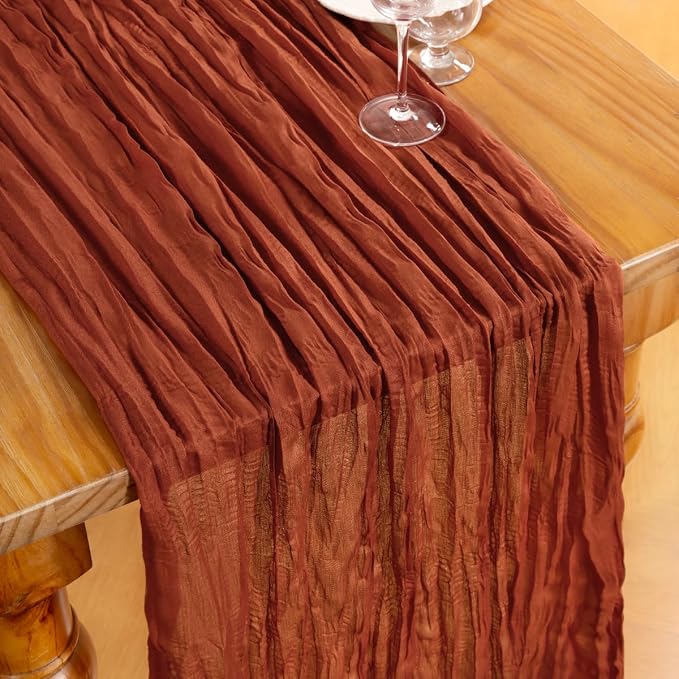 DeZerlor Terracotta Cheesecloth Table Runners 12 Pack Fall Runners | 120Inch - Image 2