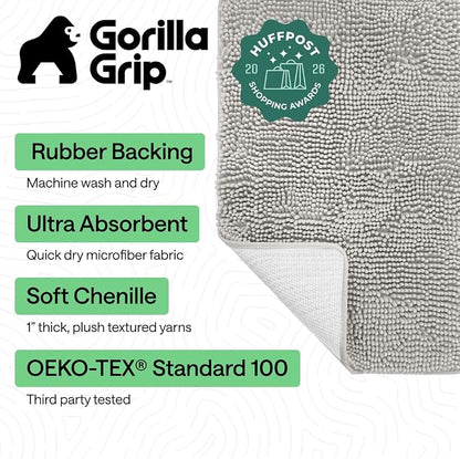 GORILLA GRIP Bath Rug Mat, Thick Soft Absorbent Chenille, Quick Dry Microfiber - Image 2