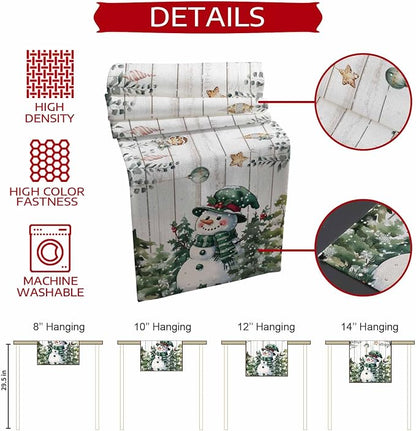 Christmas Snowman Table Runner 70 Inches Long, Xmas Trees Eucalyptus Leaves - Image 7