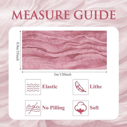 Cheesecloth Table Runner 10FT Pink Boho Gauze Rustic Sheer Table Runners | - Image 2