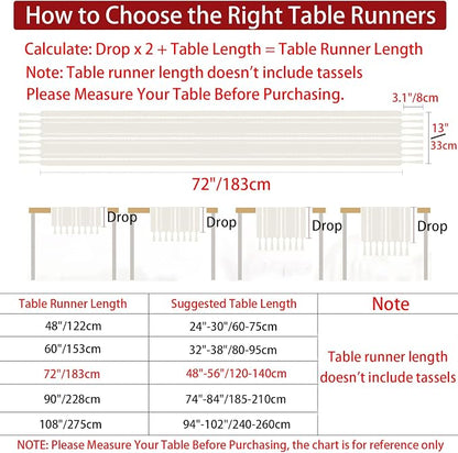 Rustic Boho Table Runner, Farmhouse Table Runners 72 Inches Long - Image 5