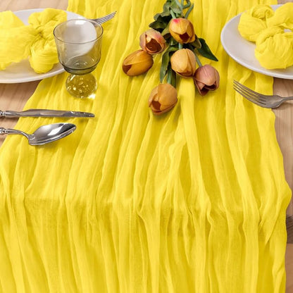 2 Pack Yellow Cheesecloth Table Runner 10ft Rustic Gauze Centerpiece | - Image 2