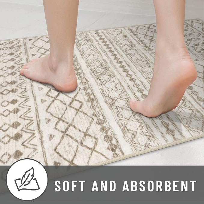 KUTA Long Hallway Runner Rug 2.6x18 Non-Slip Washable, Moroccan Vintage Beige - Image 8