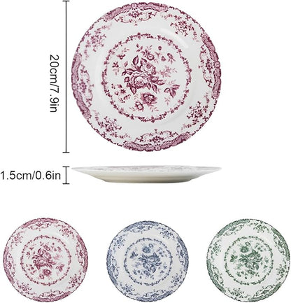 Ceramic Plates, Ceramic Dinner Plates, 7.9 Inch Rose Flower Decorative Plates - Image 7
