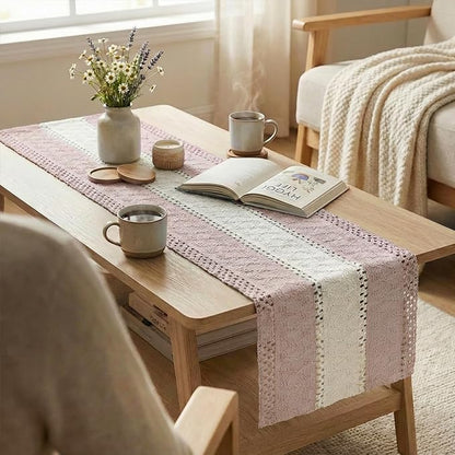 Artoid Mode Pink Farmhouse Woven Table Runner 12x36 Inch | Seasonal Holiday - Image 5