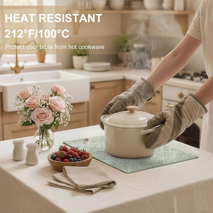 Faux Leather Heat Resistant Placemats 8 Packs, Waterproof Wipeable Dining PU - Image 3