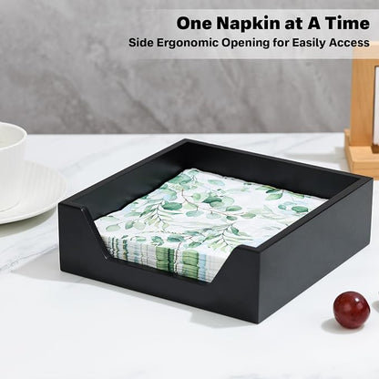 Napkin Holder for Table, 7.36" x 7.36" x 2.16" Wooden Napkin Dispenser | Napkin - Image 4