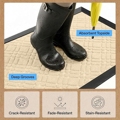 GORILLA GRIP 100% Waterproof All-Season WeatherMAX Doormat, US Designed Natural - Image 5