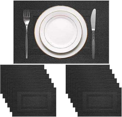 PIGCHCY Placemats Set of 12 Washable Durable Place Mats Vinyl Heat Resistant by PIGCHCY