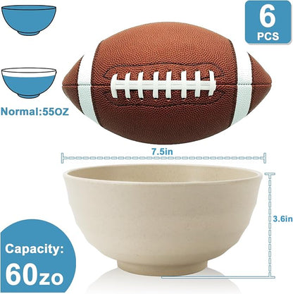 Large Soup Bowls 60oz, Unbreakable & Stackable Wheat Straw Bowls Sets of 6 - Image 2