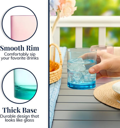 US Acrylic Classic Plastic Reusable Drinking Glasses 12oz Rocks Cups Assorted - Image 4
