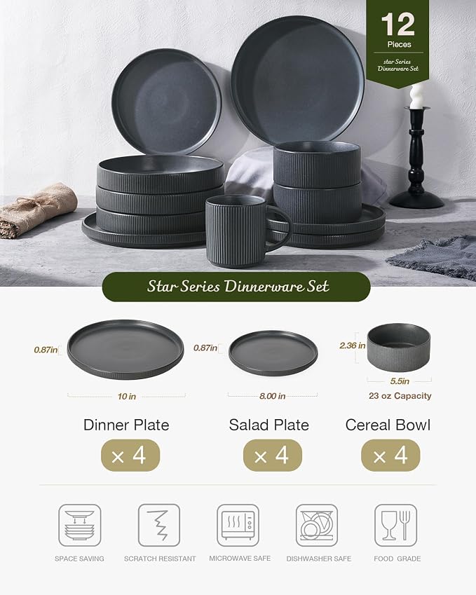 Famiware Star Stoneware Dinnerware Set, Reactive Glaze Plates & Bowls - Image 3