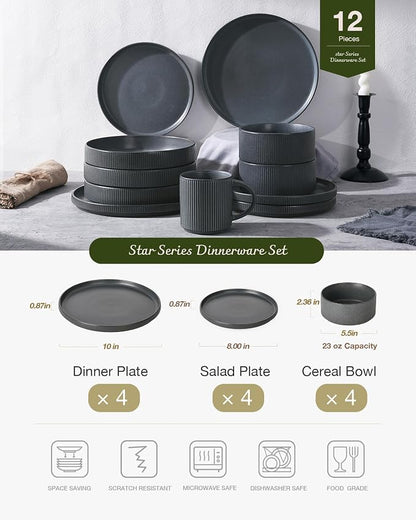 Famiware Star Stoneware Dinnerware Set, Reactive Glaze Plates & Bowls - Image 3