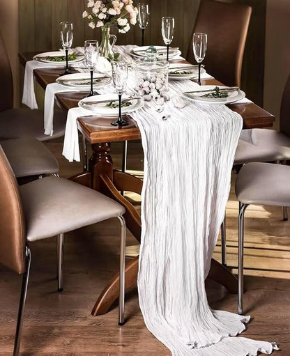 6Pack White Cheese Cloth Table Runners 17x108inch Sheer White Table Runner | - Image 2