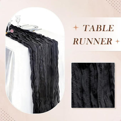3 Pack Black Cheesecloth Table Runner 21 x 120 Inch Boho Gauze Sheer Table - Image 6