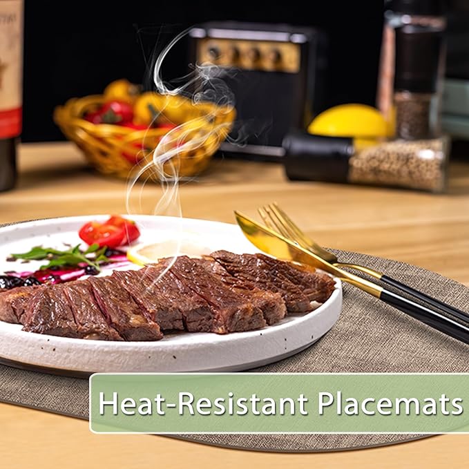 Placemats Set of 12 Washable, Heat Resistant Table Placemats Wipeable Faux - Image 3