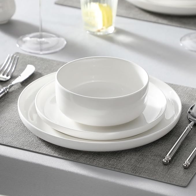MALACASA 18 Pcs Porcelain Plates and Bowls Sets, Dinnerware Set - Image 3