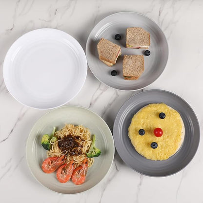 HEYCOME 12 Pcs Unbreakable Deep Dinner Plates Set, 10 inch Reusable Plastic - Image 6