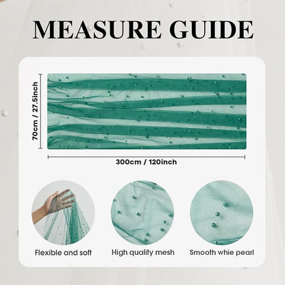 Artoid Mode 6PCS Pearl Dark Green Gauze Table Runner 120 Inch 10FT, Seasonal - Image 6