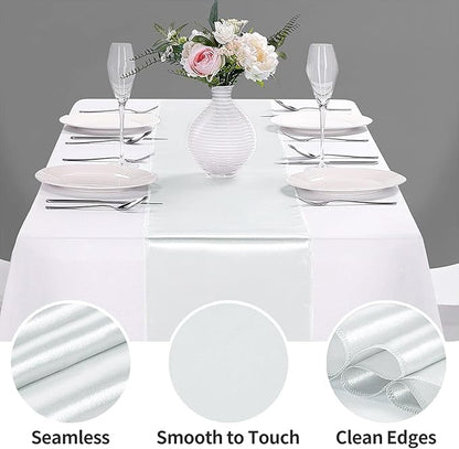 5-Pack Satin Table Runner Silver 12 x 108 inches Long, Table Runners - Image 3