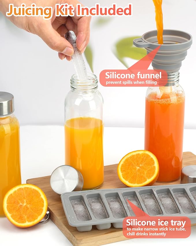 Zukro 10.5 oz Glass Juice Bottles - Image 9