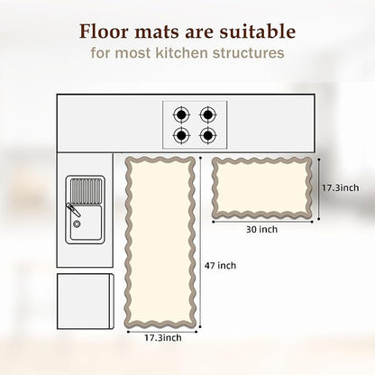 Arenarug Scalloped Kitchen Mats Rugs Sets of 2 Cushioned Anti Fatigue Floor Mat - Image 2