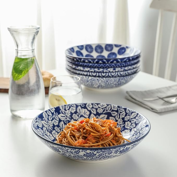Selamica Ceramic 30oz Large Pasta Salad Bowls 8 Inch Wide and Shallow Soup Bowls - Image 5