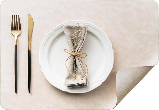 Placemats Set of 8, DOLOPL Reversible Dual-Color Faux Leather Place Mats by DOLOPLOfficial