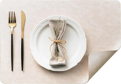 Placemats Set of 8, DOLOPL Reversible Dual-Color Faux Leather Place Mats by DOLOPLOfficial