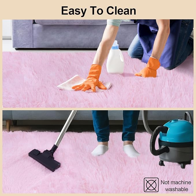 Mugorn Pink Fluffy Soft Rugs for Girls Bedroom, 9x12 Ft Large Shaggy Area Rugs - Image 5