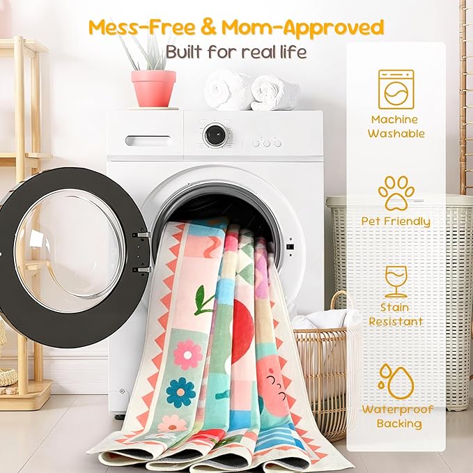 3x4 Washable Kid Bedroom Rug for Girls, Soft Non-Slip Toddler Playroom Carpet - Image 7