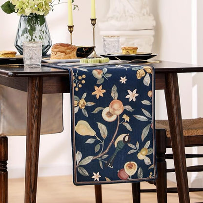 bilin gaier Designer Linen Extra Long Table Runner, Floral Pattern, Dining Table - Image 8