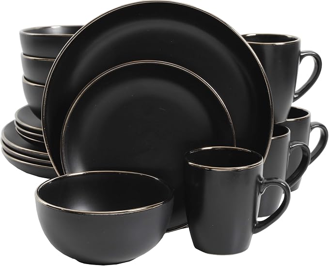 Gibson Home Rockaway 16-Piece Round Stoneware Dinnerware Set, Service by GibsonHomewares