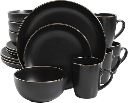 Gibson Home Rockaway 16-Piece Round Stoneware Dinnerware Set, Service by GibsonHomewares