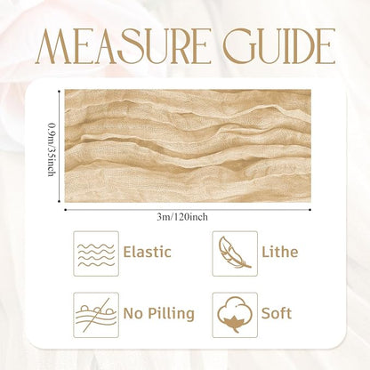 Cheesecloth Table Runner Sand 10FT Boho Gauze Runner, 3 Pack | 120 Inch Cheese - Image 2